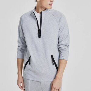 ALFANI Heather Grey Sweater 1/4 Zip Lightweight Casual Mock Neck Pullover XL